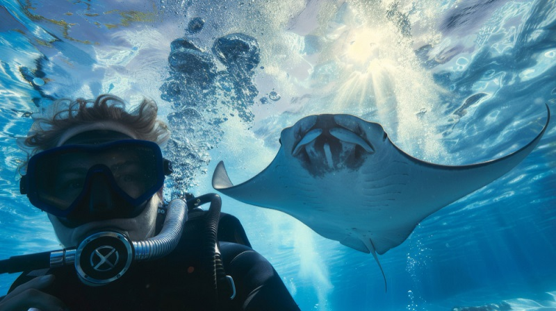 Snorkeling with Manta Ray